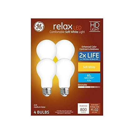 GE Relax 4-Pack 60 W Equivalent Dimmable Soft Whit