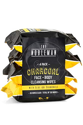 4 Pcs Charcoal Cleansing Wipes for Face and Body,