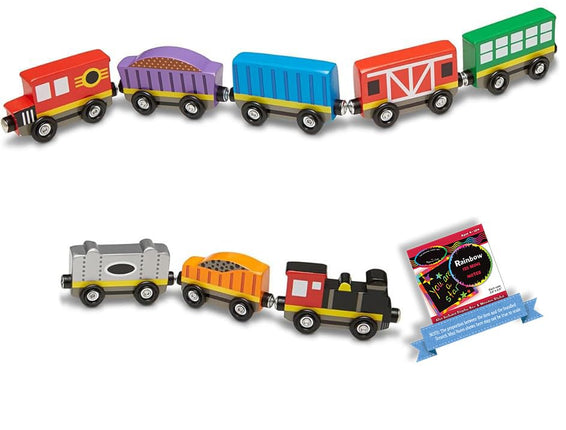 8-Piece Magn e tic Wooden Train Set Bundle with 1