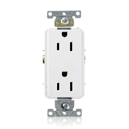 15 Amp Decora Receptacle Industrial Grade, White