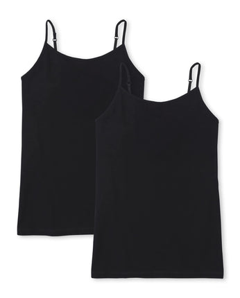 The Children's Place Girls' 2 Pack Basic Cami, Bla
