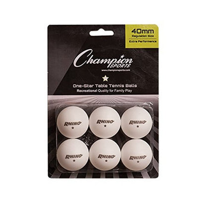 Champion Sports 1STR6WH 1 Star Table Tennis 6/Pack