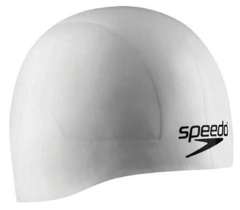 Speedo Silicone Aqua V Swim Cap, White, Large