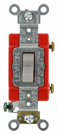 Leviton Toggle Single-Pole AC Quiet Switch, 20 Amp