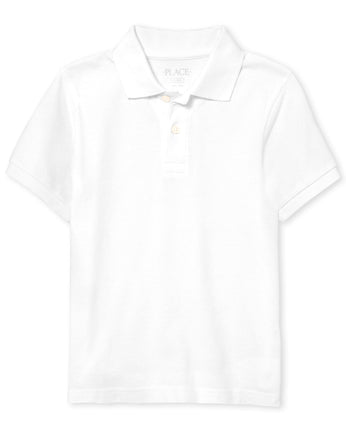 The Children's Place Boys' Uniform Pique Polo, Whi