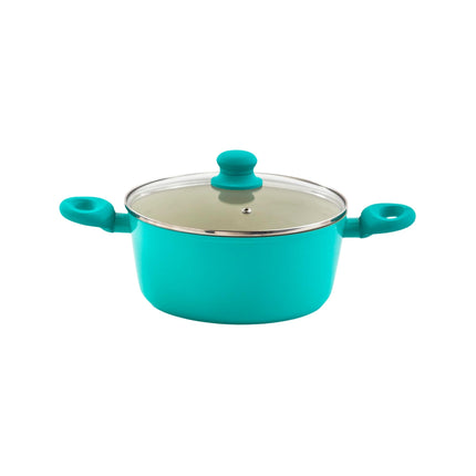 IMUSA USA Teal 3Qt Forged Dutch Oven with Glass Li