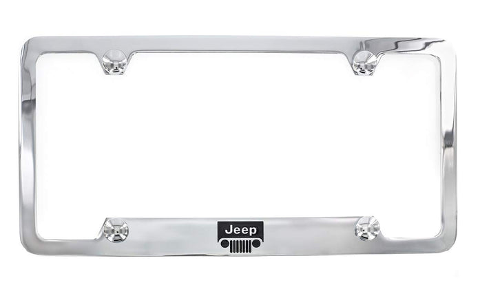 Jeep Logo Chrome Plated Metal Top Engraved License