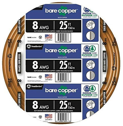 25 ft. 8-Gauge Solid SD Bare Copper Grounding Wire