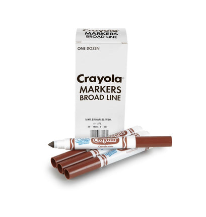 Crayola 12 Count Washable Bulk Markers, Brown