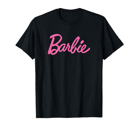 Barbie Classic Pink Logo T-Shirt, Black/Pink, M