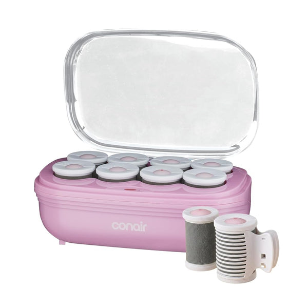 Conair Hot Rollers for Long, Medium & Short Hair, 8 Ceramic Flocked 2-Inch Heated Hair Rollers with Clips, Hot Curlers for Women, Volume & Curls, Amazon Exclusive, Lilac
