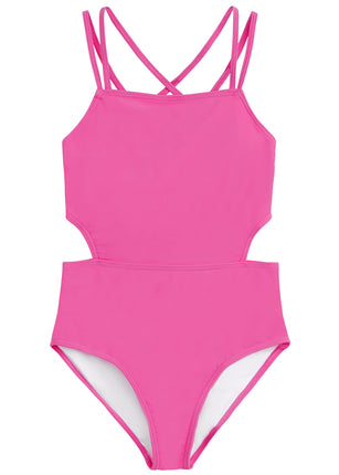 Kanu Surf Girls' Beach Sport Cut-Out One Piece Swi