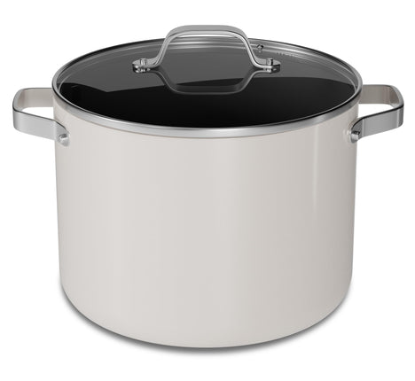 Cream 12.5 Quart Aluminum Stock Pot with Lid, Nons