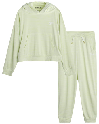 Reebok Girls 2 Piece Sweatsuit Set Fleece Hoodie a