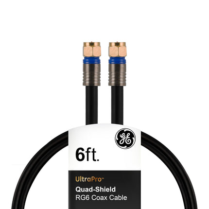 GE RG6 Coaxial Cable, 6 ft. F-Type Connectors, Qua