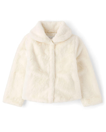 The Children's Place Girls' Dress Coats, White Fau