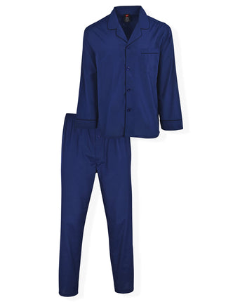 Hanes Men's Woven Plain-Weave Pajama Set Navy Heat