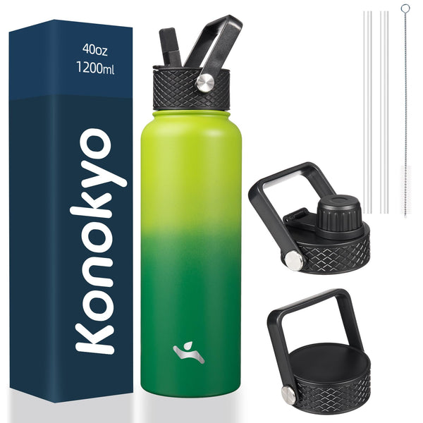 Konokyo Insulated Water Bottle with Straw,40oz 3 L