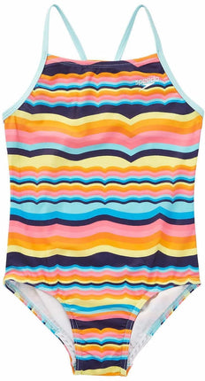 Speedo Girls Thin Strap One Piece Swimsuit (Rainbo
