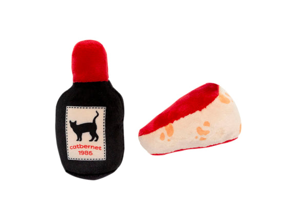 Pearhead Pet Cheese & Wine Cat Toys Set of 2 – Plu
