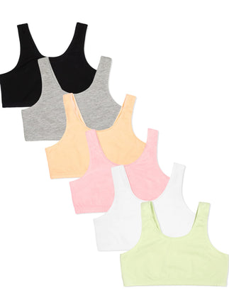 Fruit of the Loom Girls' Cotton Built-up Stretch S