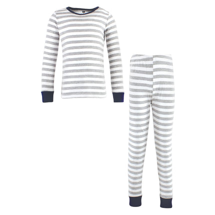 Hudson Baby Baby Cotton Pajama Set, Gray Stripe Na