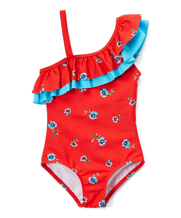Kanu Surf Girls' Big Morgan Floral Ruffle One-Shou