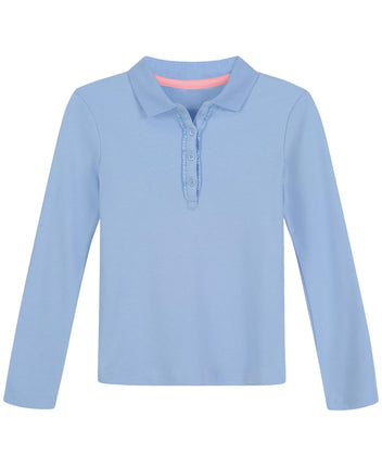 Nautica Girls' School Uniform Long Sleeve Polo, Li