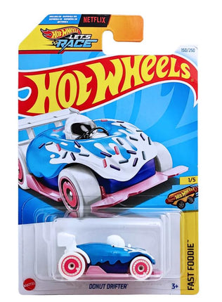 Hot Wheels Donut Drifter, 1/64 Scale, White/Blue/P