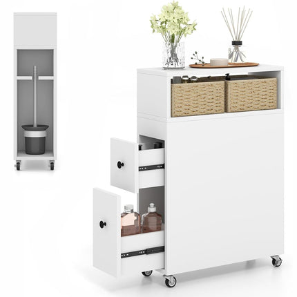 FUATDA Slim Bathroom Storage Cabinet, Narrow Side