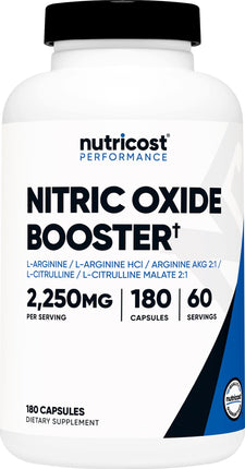 Nutricost Nitric Oxide Booster 2250mg, 180 Capsule