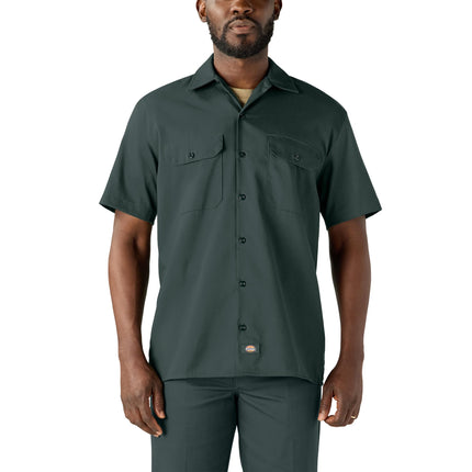 Dickies Men's Short Sleeve Work Shirt, Hunter Gree