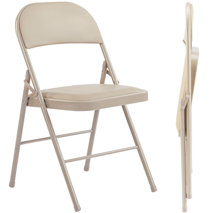 Sweetcrispy Folding Chair 2 Pack, Leather Padded F