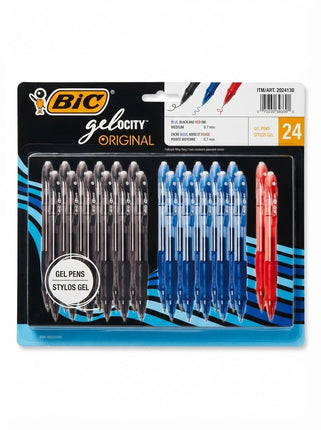 BIC Gel-ocity Black, Blue and Red Gel Pens, 24-pac