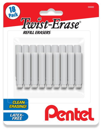 Pentel Twist Erase Refill Erasers - Pack of 18 - L