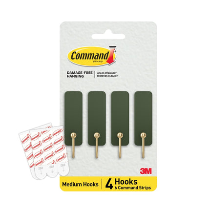 Command Medium Rosemary Wall Hooks, 4 Coat Hooks a