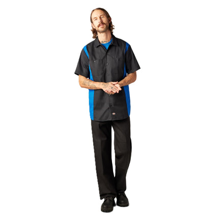 Dickies Men's Two-Tone Short Sleeve Work Shirt, Bl