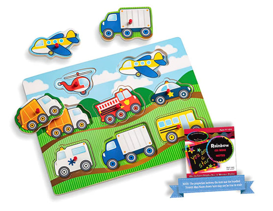 Melissa & Doug Vehicles Theme: Peg Puzzle Bundle w