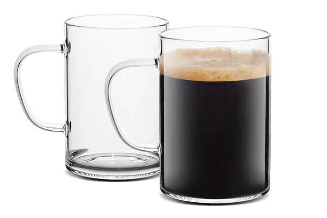 LUXU Glass Coffee Mugs 16 oz,Set of 2 Large Glass
