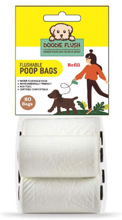 Doodie Flush Dog Poop Bag - Refill – 80 Biodegrada