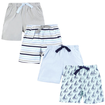 Hudson Baby Baby Shorts Bottoms 4-Pack, Mint Sailb