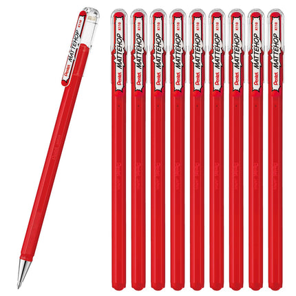 Pentel Matte Hop Red Color Ballpoint Pen, 10 Count