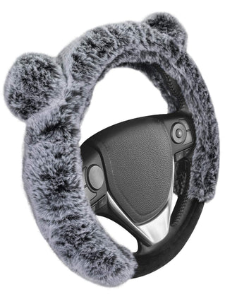 BDK Bear Fur Plush Steering Wheel Cover - Cute Fau