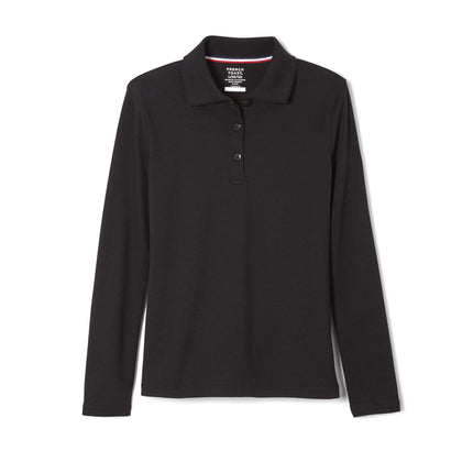 French Toast Girls' Long Sleeve Interlock Polo wit