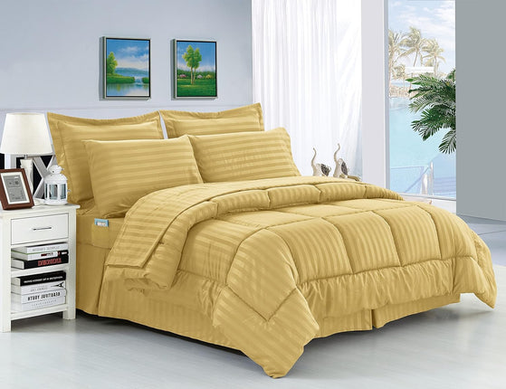 Elegant Comfort Silky Soft 8-Piece Dobby Stripe Be