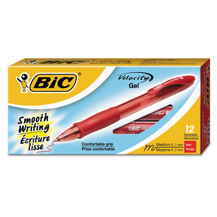 Bic Gel-Ocity Gel Pens, 12-Count, Medium Point, Re