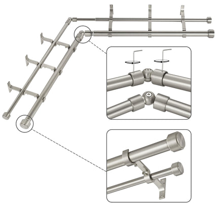 Mayrhyme Brushed Nickel Double Corner Window Curta