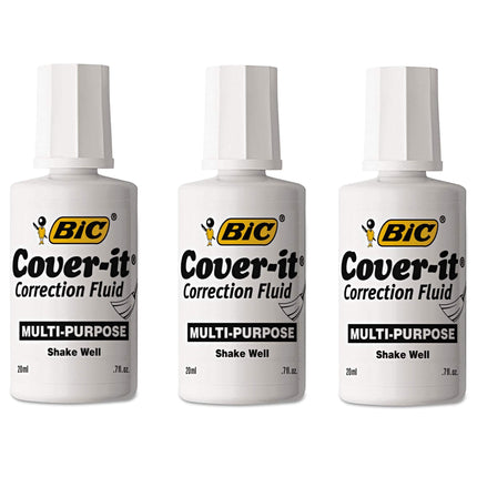BIC Cover-It Correction Fluid, 20 Milliliter Bottl