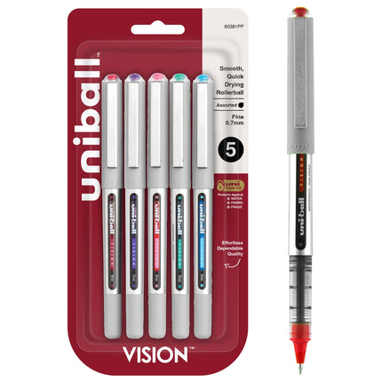 Rollerball Pen, Nonrefillable, 0.7 mm, 5/PK, BE/GN