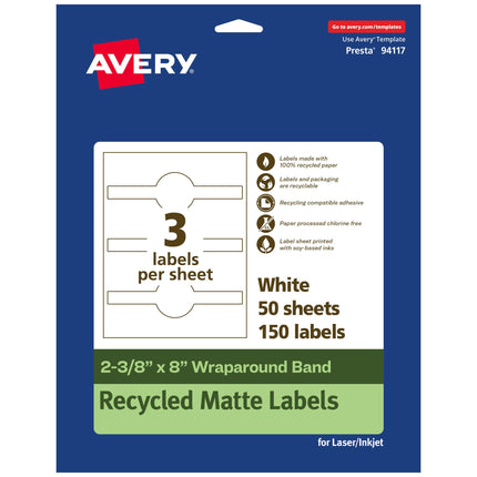 Avery EcoFriendly Recycled Wraparound Band Labels,